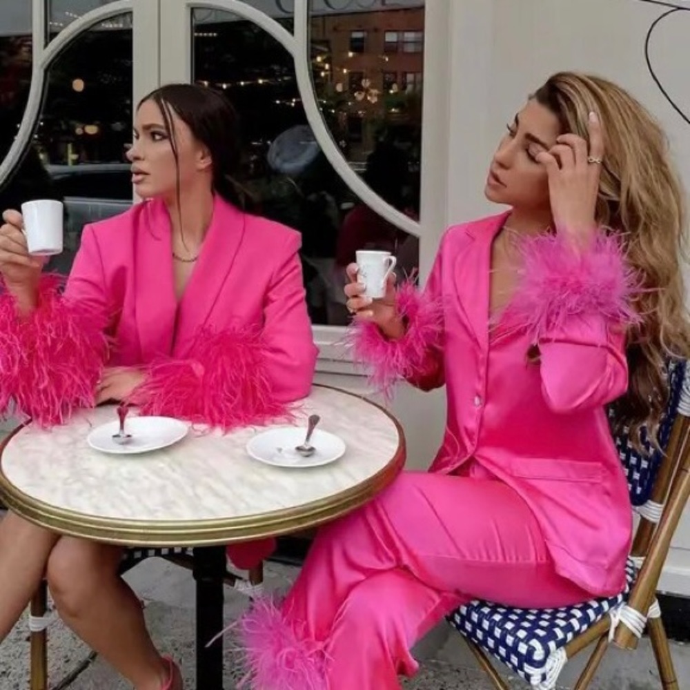 Zara short feather blazer neon fuchsia pink - Picture 15 of 16